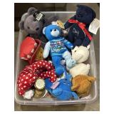 Variety of beanie & plush bears in small container