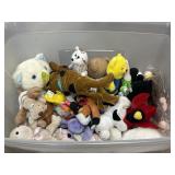 Variety of plush and beanie toys in 18 gal. Tote