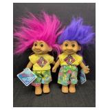 (2) Russ Berrie "Travis Troll" Dolls 6in tall