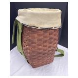 Woven Basket Backpack w/ Leather Lid