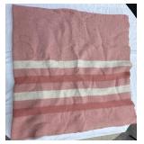 Pink and cream striped wool blanket
