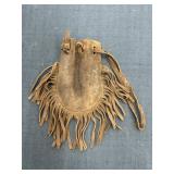 Fringed Leather Drawstring Pouch