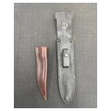 Brown leather knife sheath & Black leather knife