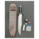 10" Stainless Steel Survival Knife w/ Hidden