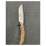 4.25" fixed-blade hunting knife stag horn handle &