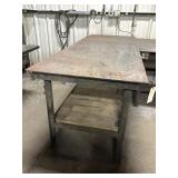 Steel table w/ electric outlet & storage cabinet