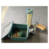3 bird feeders & Sterilite 5gal tote