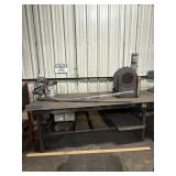 Steel table w/ electric outlet & storage cabinet