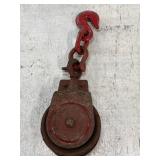 Heavy-duty metal single-sheave pulley w/attached