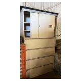 Metal cabinet including some Vtg books & manuals,