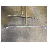 2 curved floor squeegees w/long wood handles,
