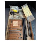 Threaded Rods, shaft & blade items in wood box