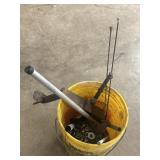 Nuts, bolts, valve, pipe, 5gal bucket