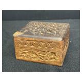 Hand carved wooden trinket box