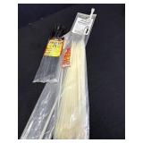 2 open packages of cable ties & 2 36in ties, 8in &
