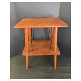 Wooden record player stand w/ shelf & dividers