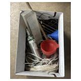 Rope, oxygen tank, funnels, safety glasses