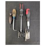 Screwdrivers w/ bits, wood handle Awl