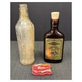 Vtg & novelty bottles & Cracker Barrel Mints tin -