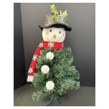 Decorative tabletop Christmas tree snowman, 20in