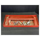 Red Metal Tool Tray & Sockets