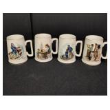 Norman Rockwell Porcelain Tankards w/ Gold Trim