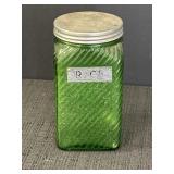 1930s Owens-Illinois green glass canister