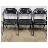 (3) Black Metal Folding Chairs