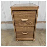 2-Drawer Wood-Grained Rolling Filing Cabinet