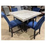 Camila White Marble 5pc Dining Table & Chairs