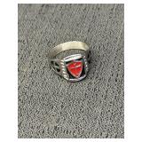 Knights Templar ring w/cross on red enamel