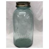 Aqua blue Ball Perfect Mason half gallon jar,
