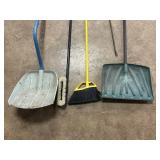 toilet auger, 2 snow shelves, brooms
