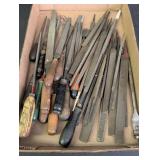 Lg assortment of Files, wood handles on some, flat
