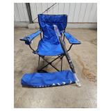 Blue Folding Camping Chair, Bag & Clamp Umbrella