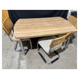 Retro Laminate Wood Top Kitchen Table w/ 3 Chairs