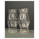 2 clear glass chimneys,