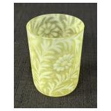 3.75" Daisy & Fern Vaseline glass tumbler