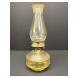 Clear glass oil lamp w/ribbed geometric block