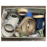 Variety of tape, chain link fabric ties, tool bag