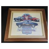 Framed, Signed Ted Harbit "Chicken Hawk" Drag Car