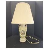 Vtg Mint & White Porcelain Urn-Style Table Lamp