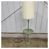 Mid-Century Modern Green Metal Floor Lamp w/ Table