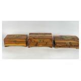 Vintage Carved Wooden Trinket Boxes