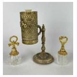 Vintage Cup Dispenser & Perfume Bottles