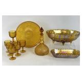 Carnival and Amber Pressed Glass Decanter & more