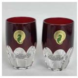 Waterford Cut to Clear Red Crystal Glasses