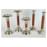 Candleholders with Stiched Leather Trim