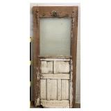 Rustic Carved Wood Panel Door with Glass