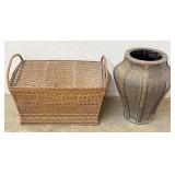 1.5 FT Wicker Vase & Covered Basket